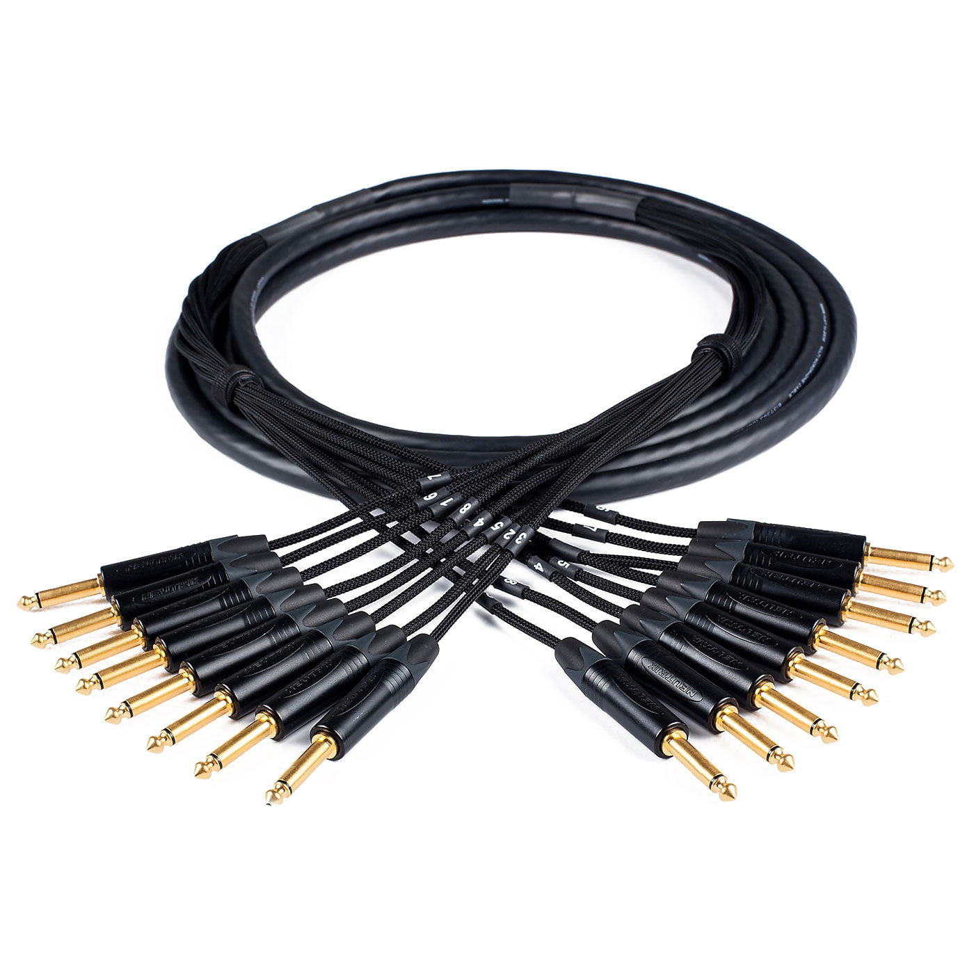 Custom Cables 8-Channel Audio Snake Made from Mogami W2932 & Pro Connectors (1/4" TS to 1/4" TS)