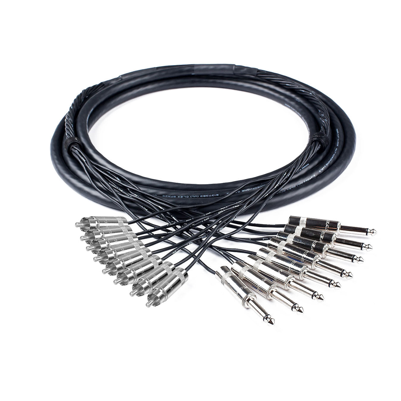 Custom Cables 8-Channel Audio Snake Made from Mogami W2932 & Pro Connectors (RCA to 1/4" TS)