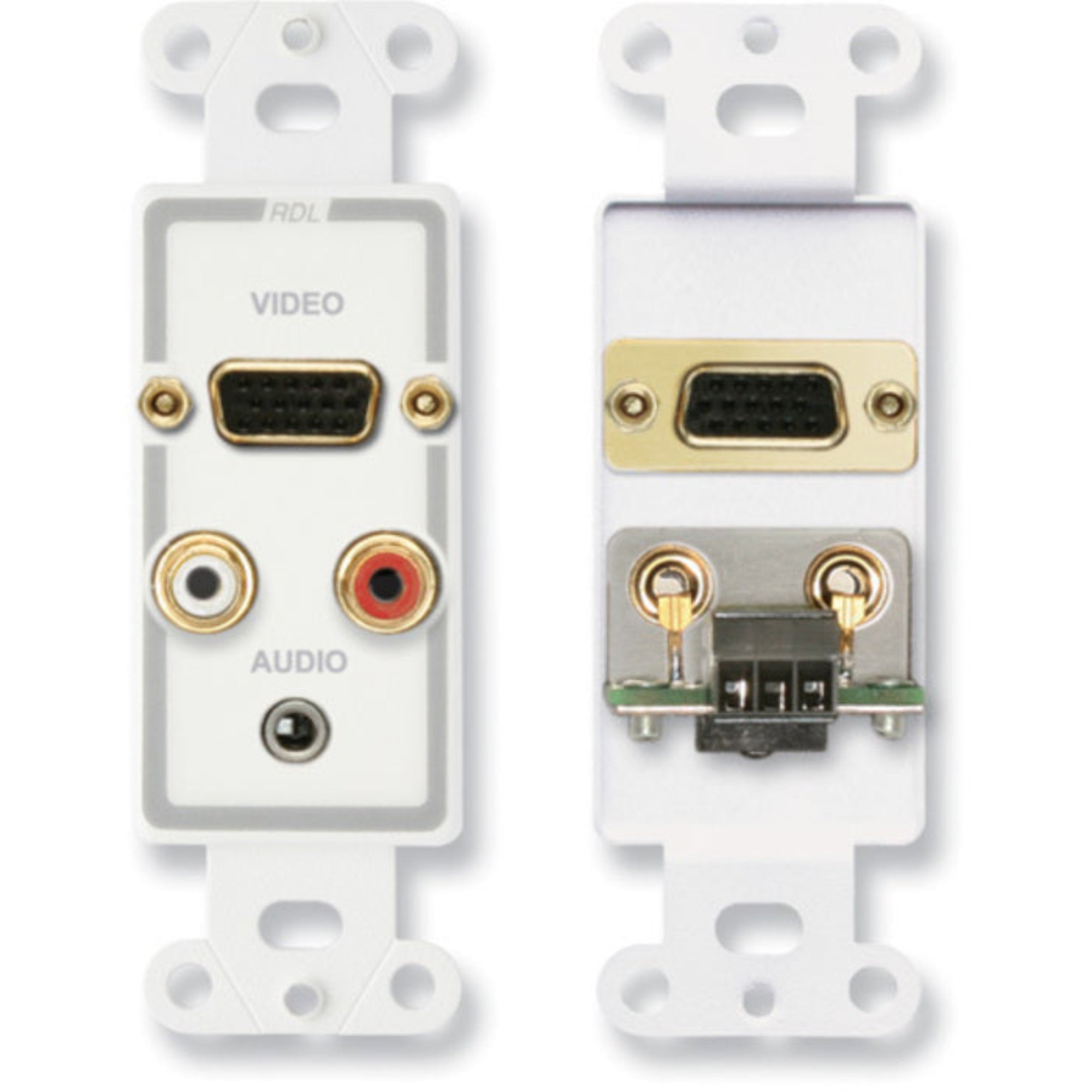 RDL D-AVM4 Audio and Video Monitor Jacks on Decora Plate (White)