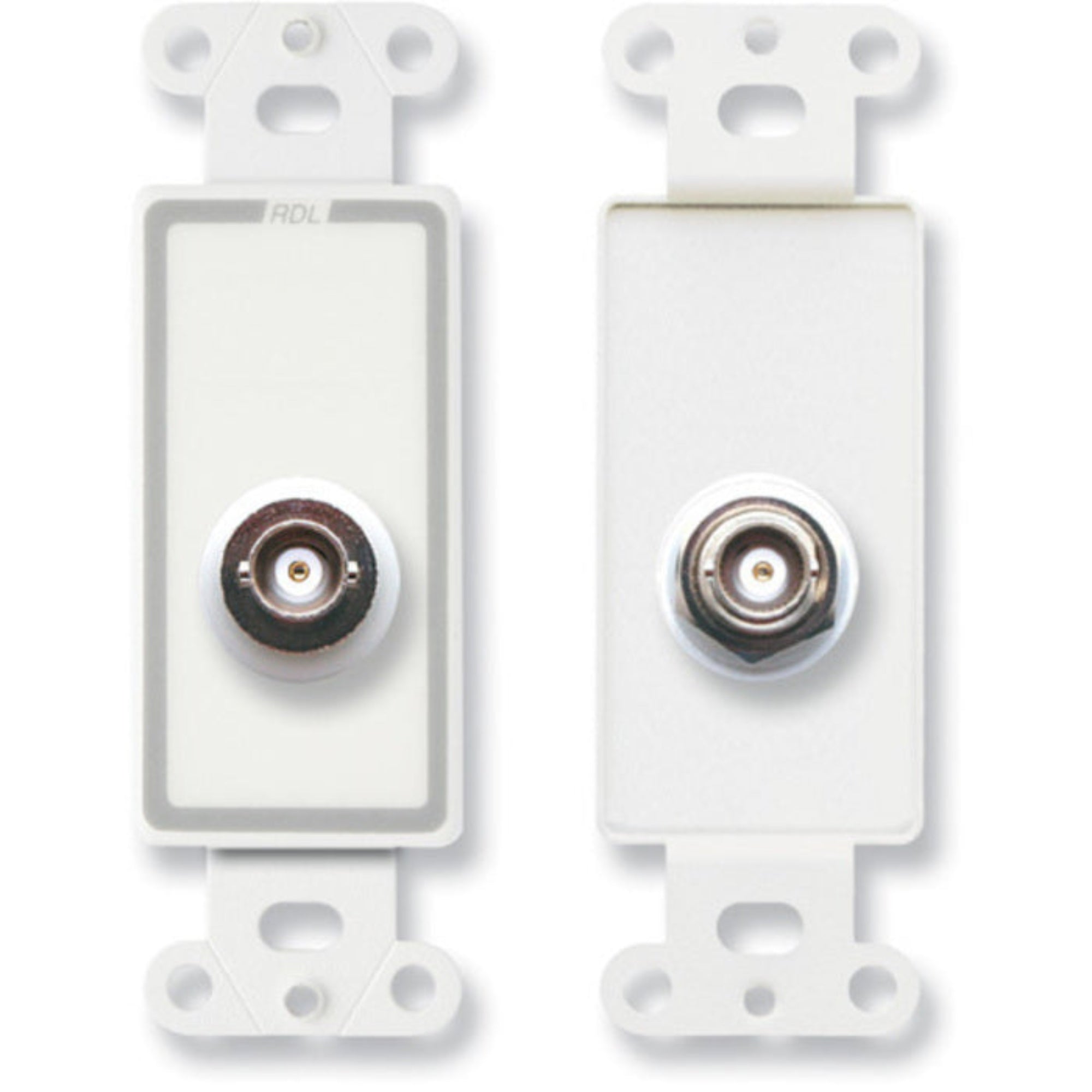 RDL D-BNC/D Insulated Double BNC Jack on Decora Plate (White)