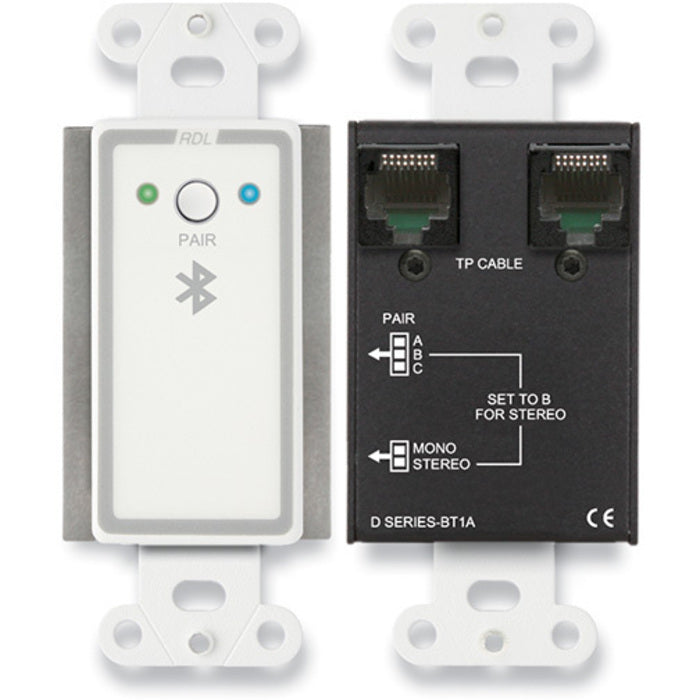 RDL D-BT1A Bluetooth Audio Format-A Interface on Decora Plate (White)