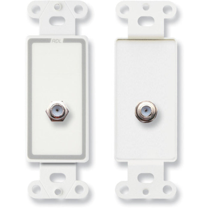 RDL D-F Female Double-Type F Jack on Decora Plate (White)