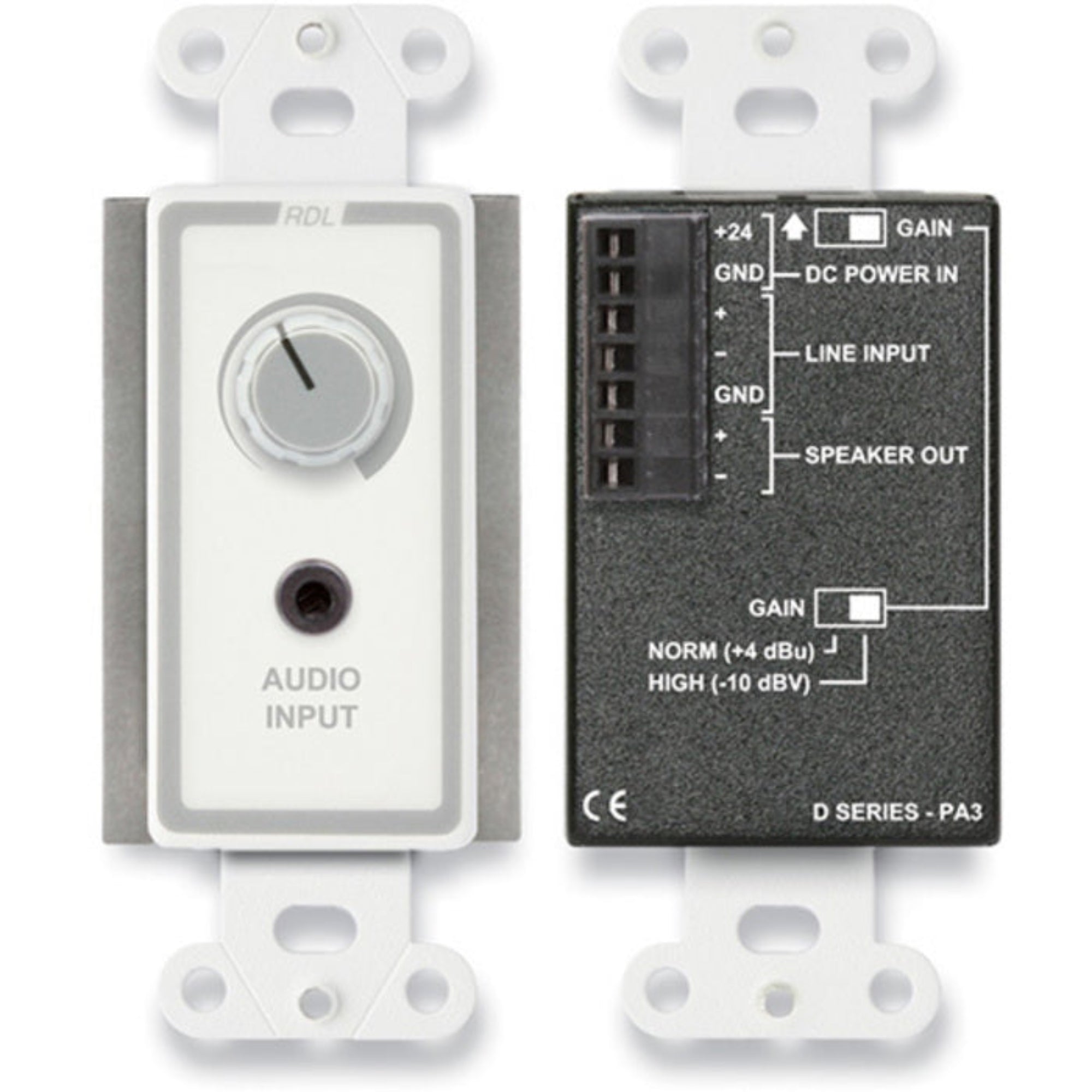RDL D-PA3 3.5 Watt Audio Amplifier on Decora Plate (White)