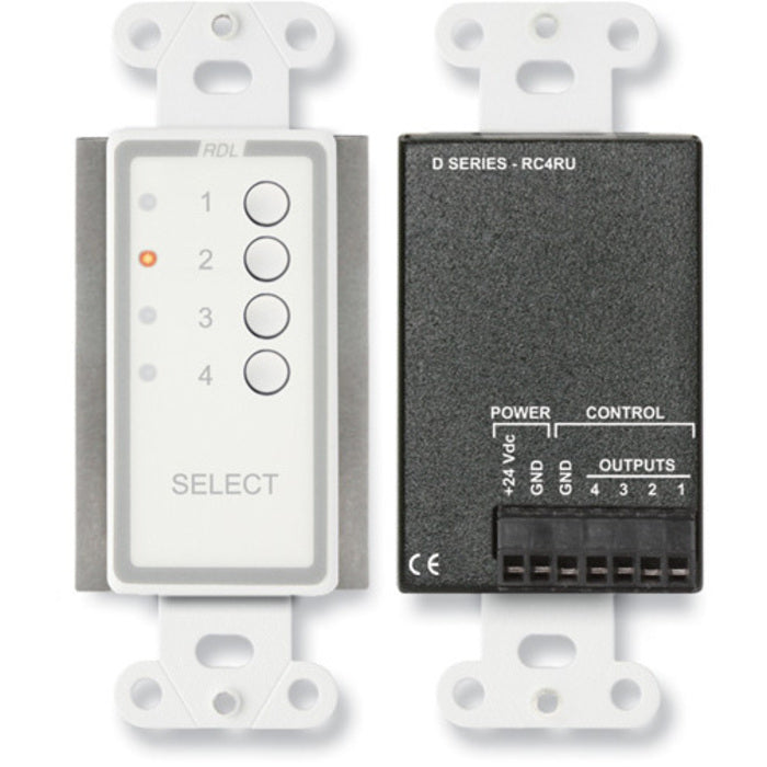 RDL D-RC4RU 4 Channel Remote Control on Decora Plate (White)
