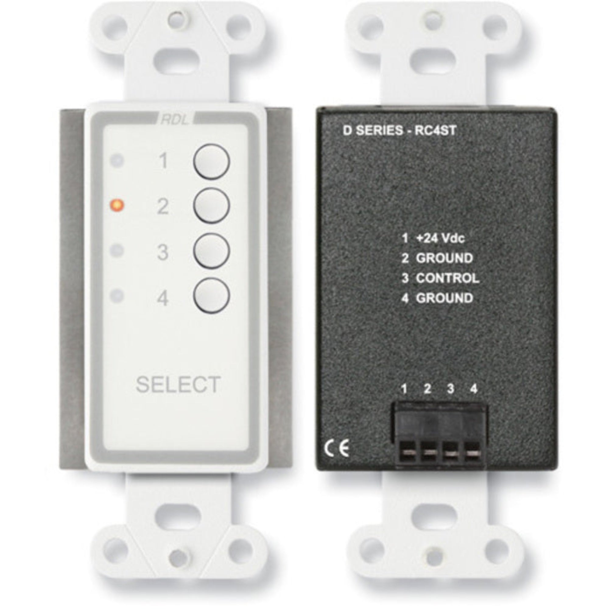 RDL D-RC4ST 4 Channel Remote Control for ST-SX4 on Decora Plate (White)