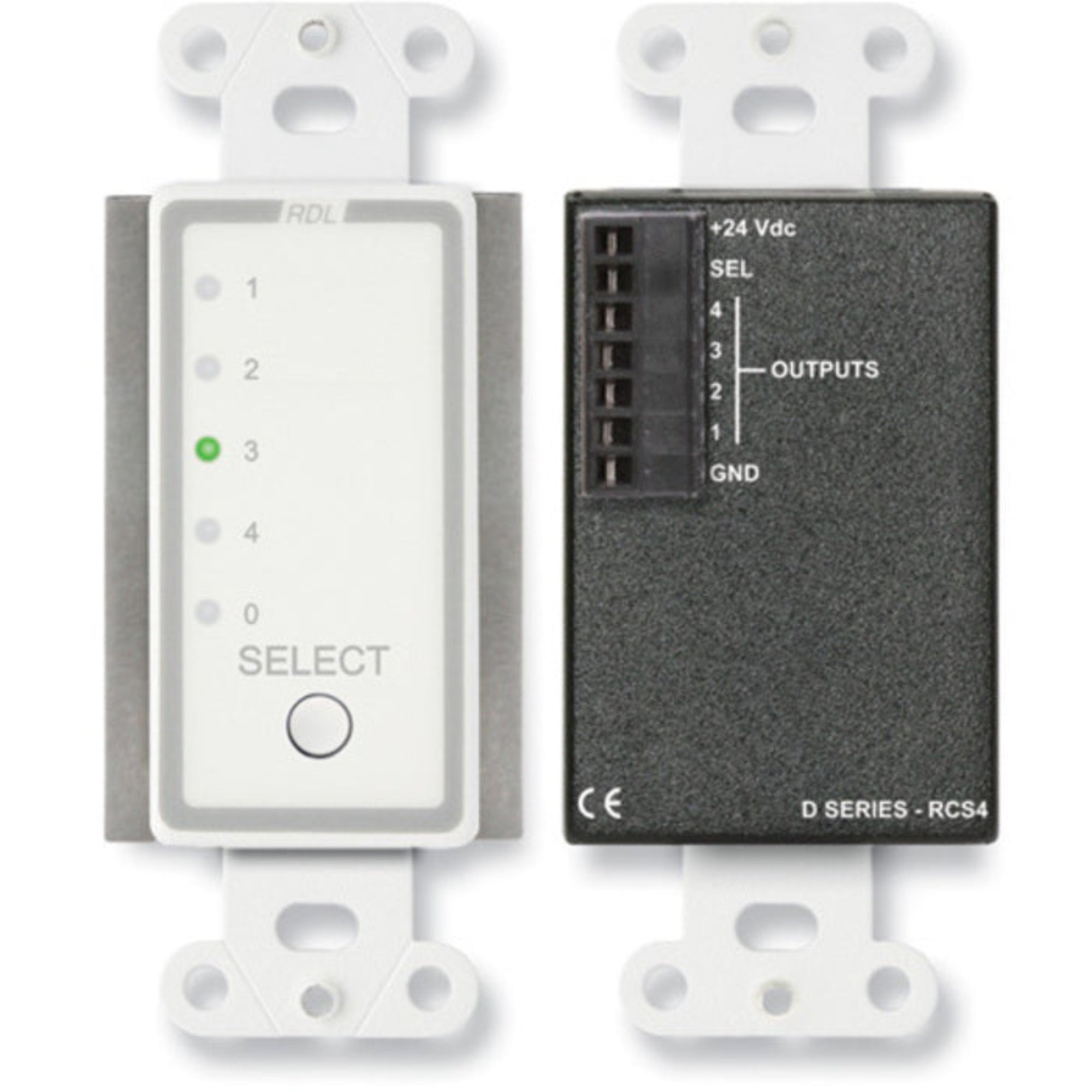 RDL D-RCS4 Remote Channel Selector on Decora Plate (White)