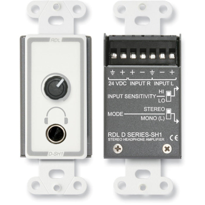 RDL D-SH1 Stereo Headphone Amplifier on Decora Plate (White)