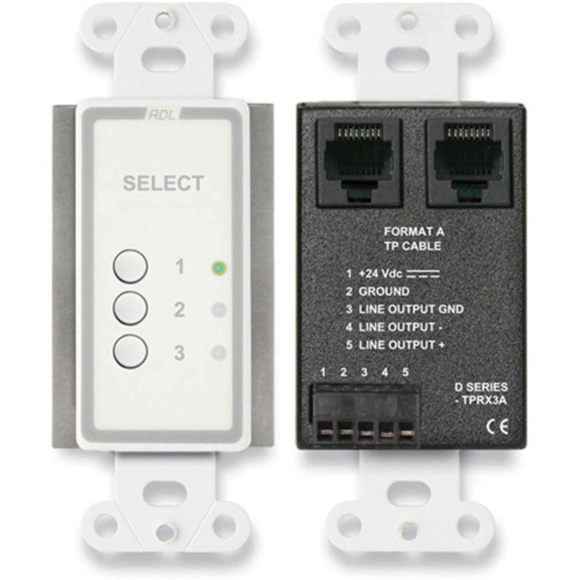RDL D-TPRX3A Three Input Format-A Source Selector on Decora Plate (White)