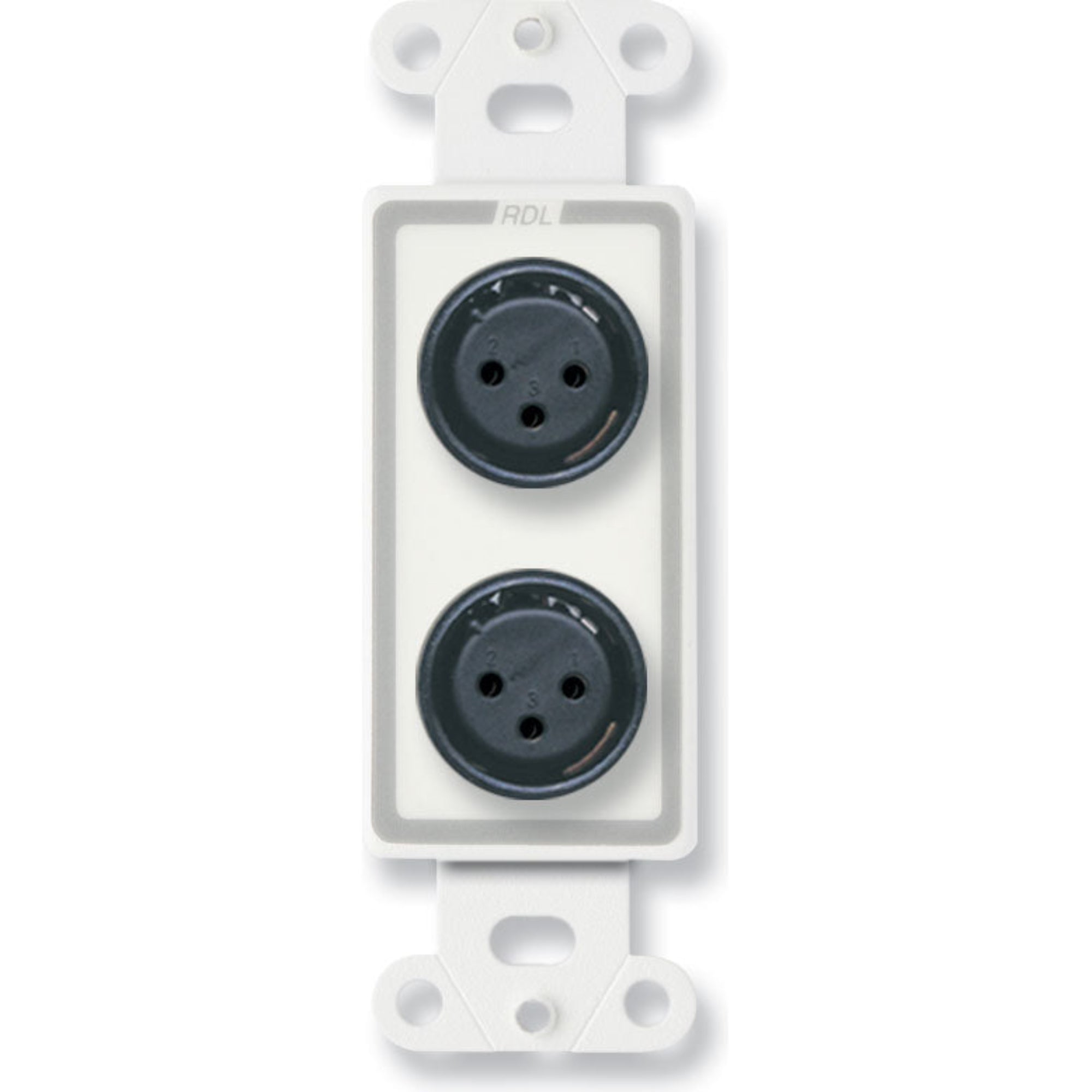 RDL D-XLR2F Dual XLR 3-Pin Female Jacks on Decora Plate (White)