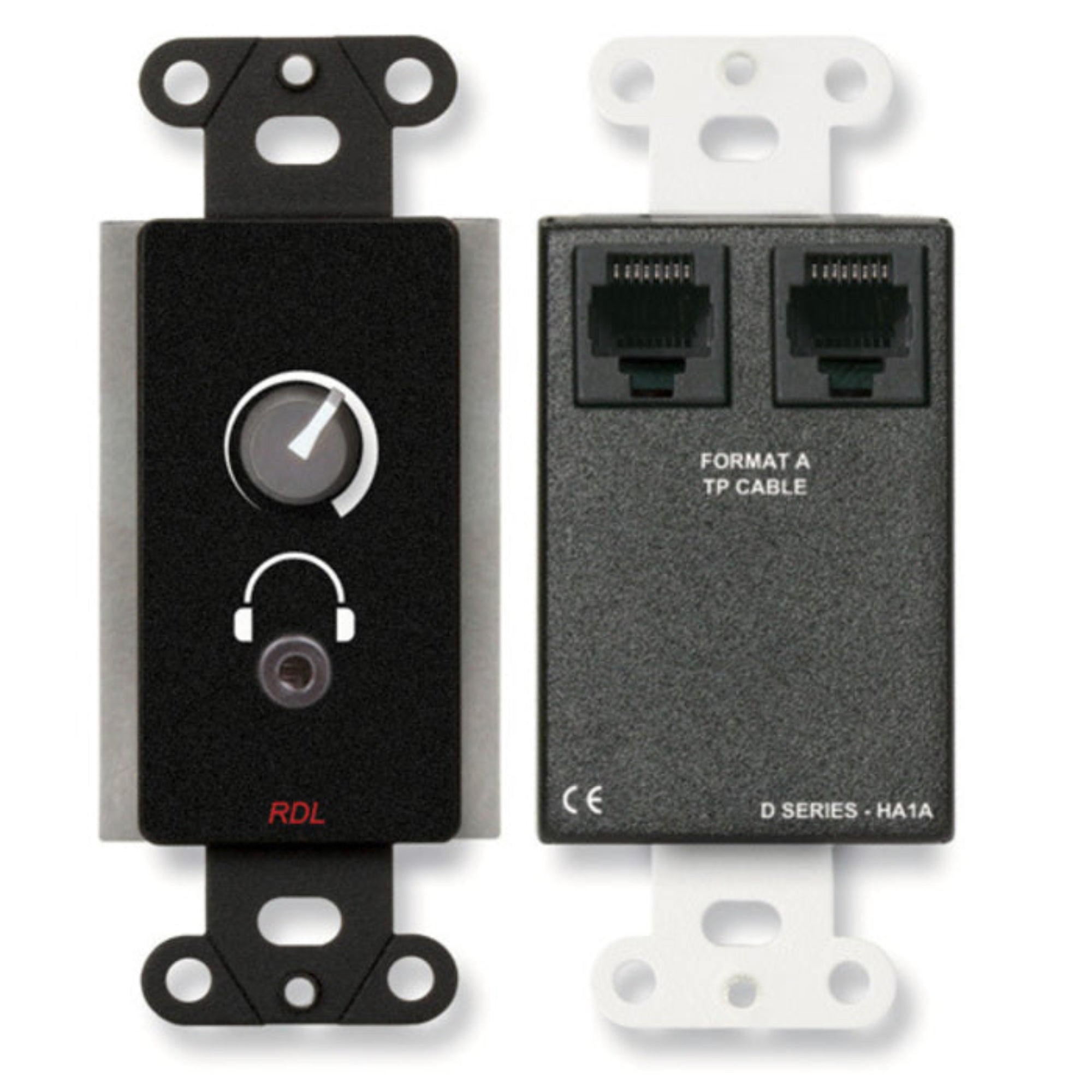RDL DB-HA1A Format-A Stereo Headphone Amplifier on Decora Plate (Black)