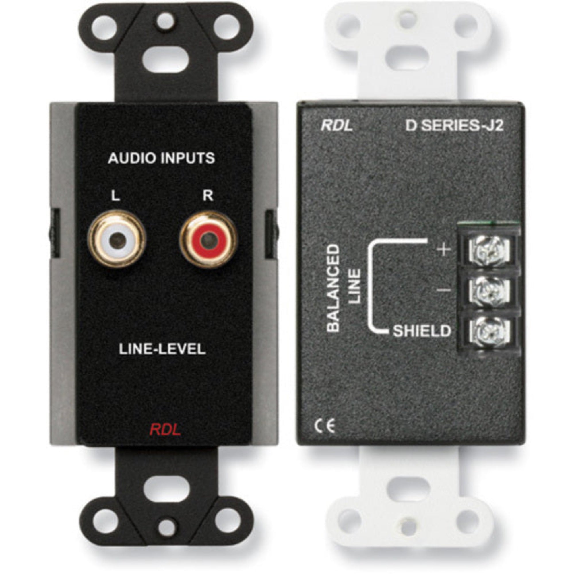 RDL DB-J2 Line Input Assembly on Decora Plate (Black)
