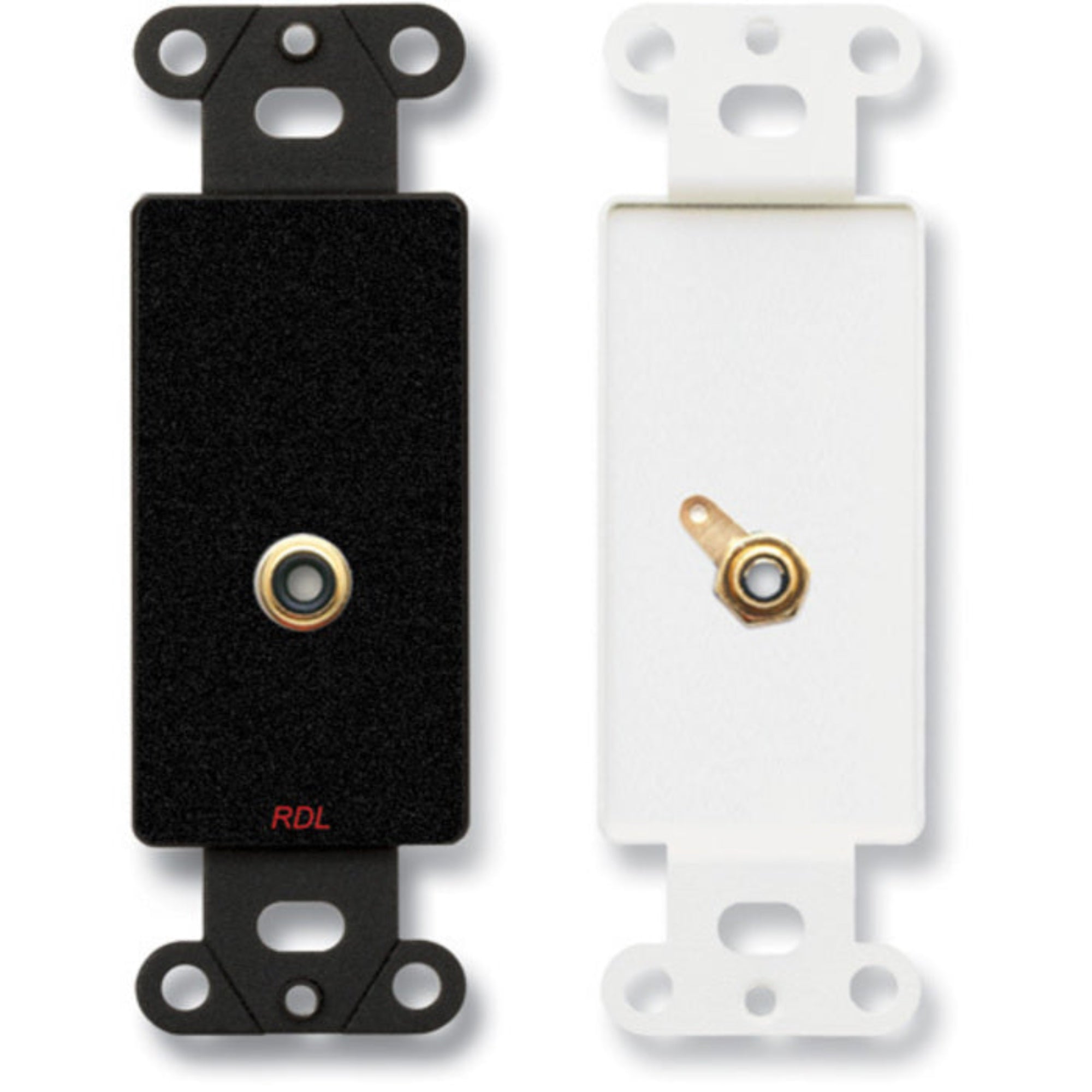 RDL DB-PHN1 Single RCA Jack on Decora Wall Plate on Decora Plate (Black)