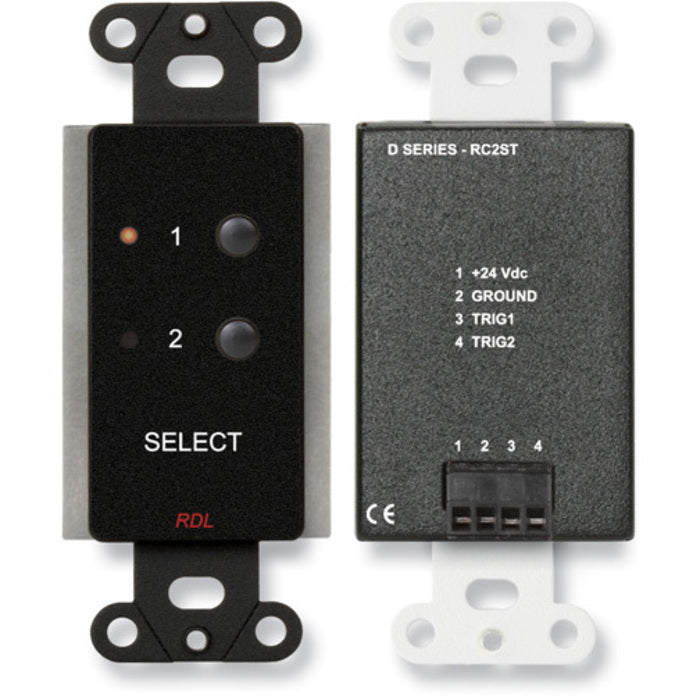 RDL DB-RC2ST 2 Channel Remote Control for STICK-ON on Decora Plate (Black)