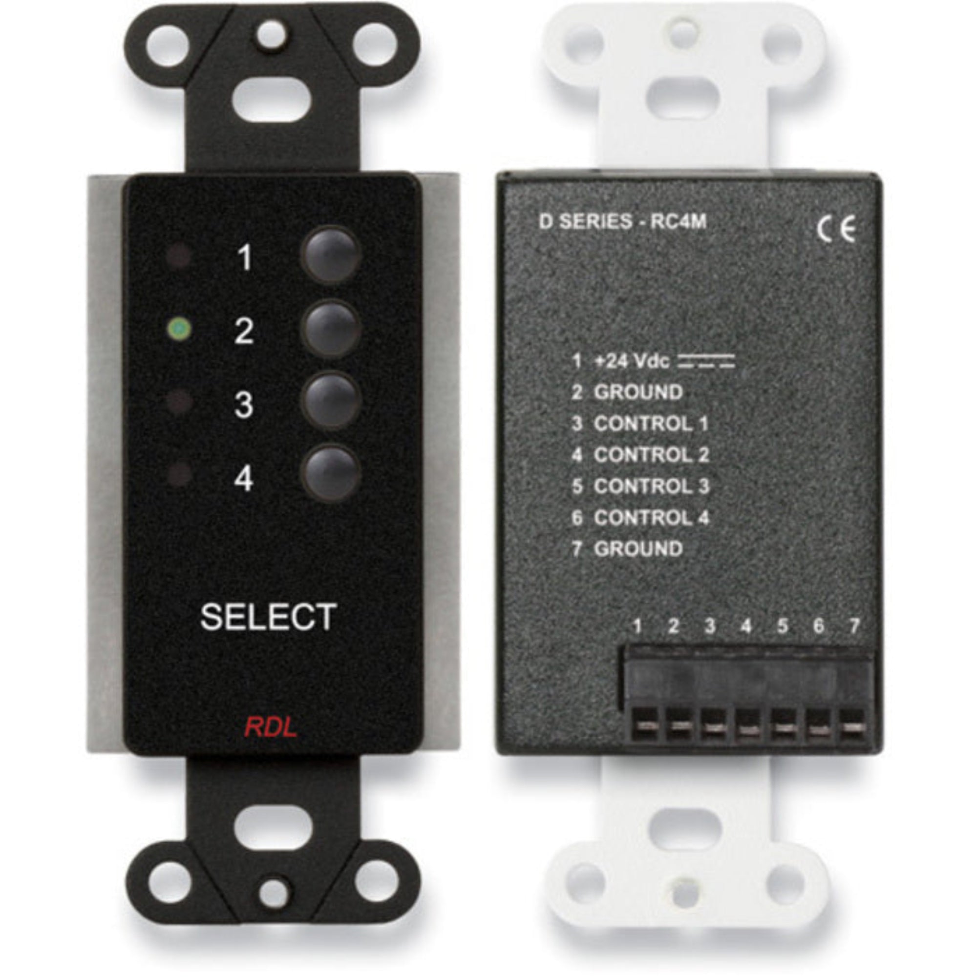 RDL DB-RC4M 4 Channel Remote Control on Decora Plate (Black)