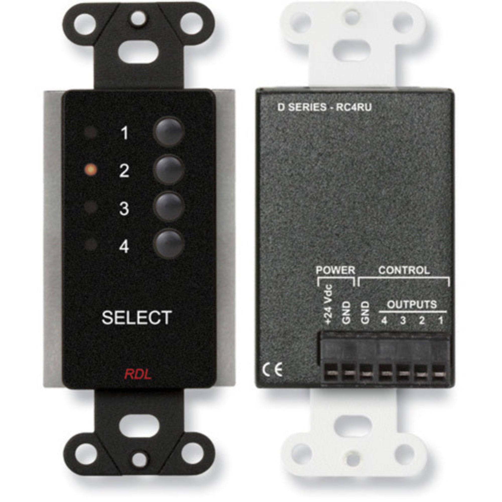 RDL DB-RC4RU 4 Channel Remote Control on Decora Plate (Black)