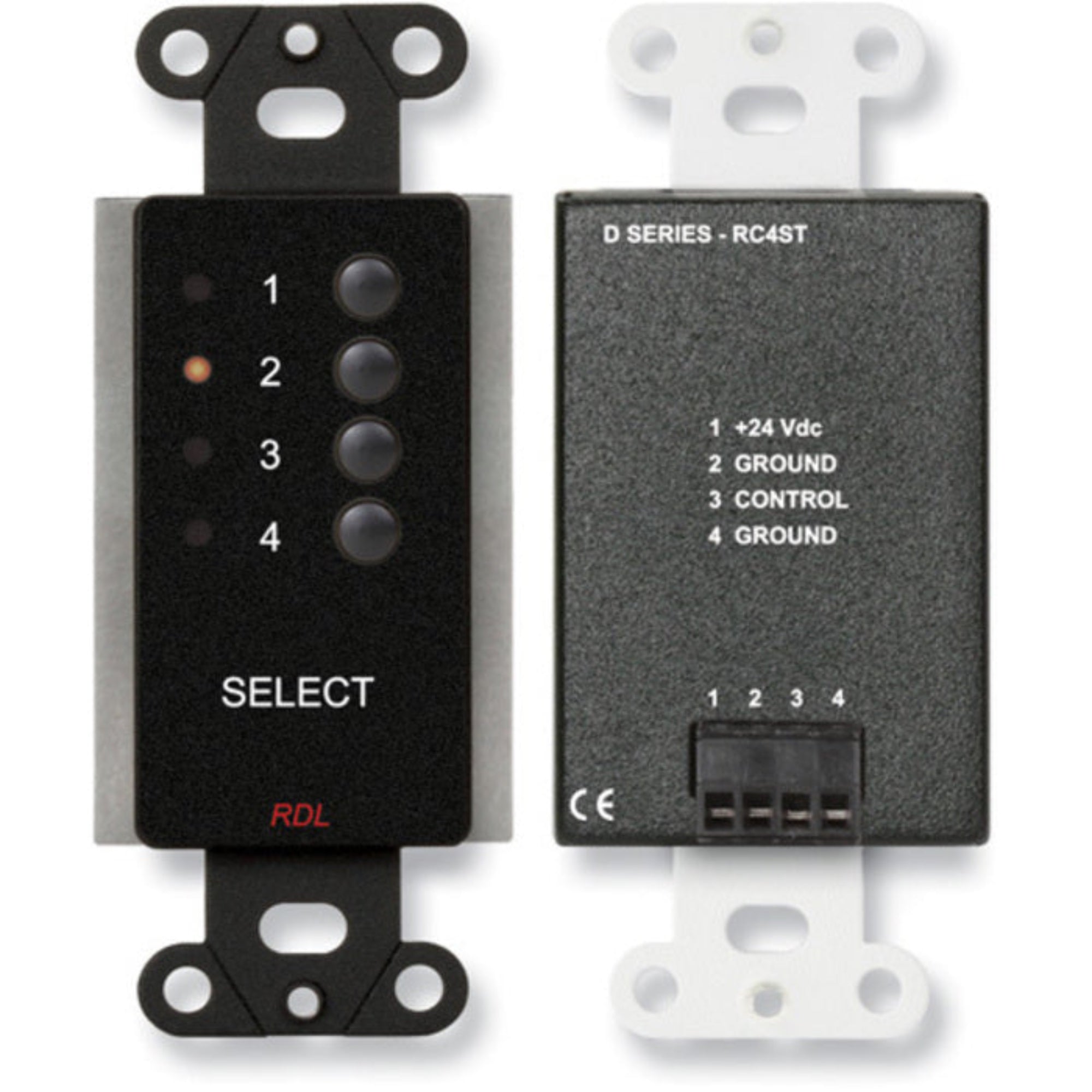 RDL DB-RC4ST 4 Channel Remote Control for ST-SX4 on Decora Plate (Black)