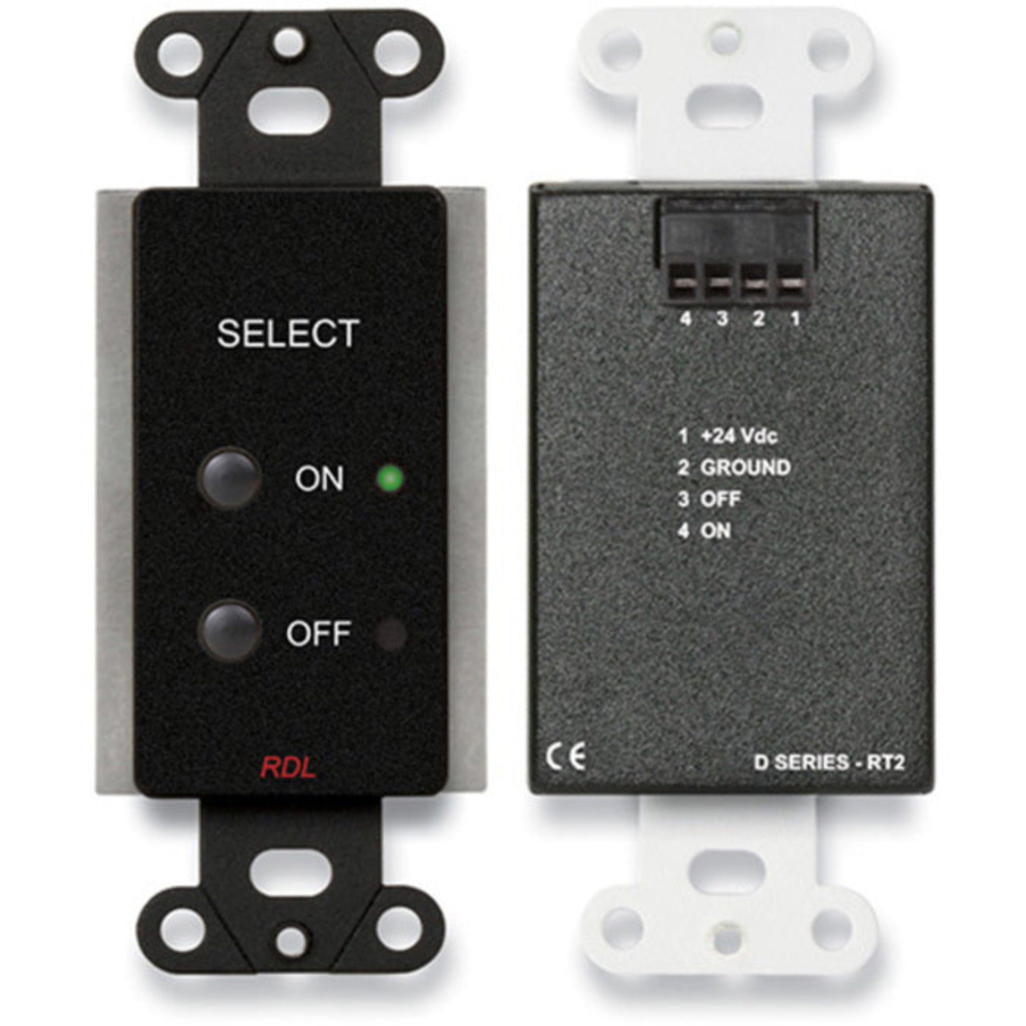 RDL DB-RT2 Remote Control Selector on Decora Plate (Black)