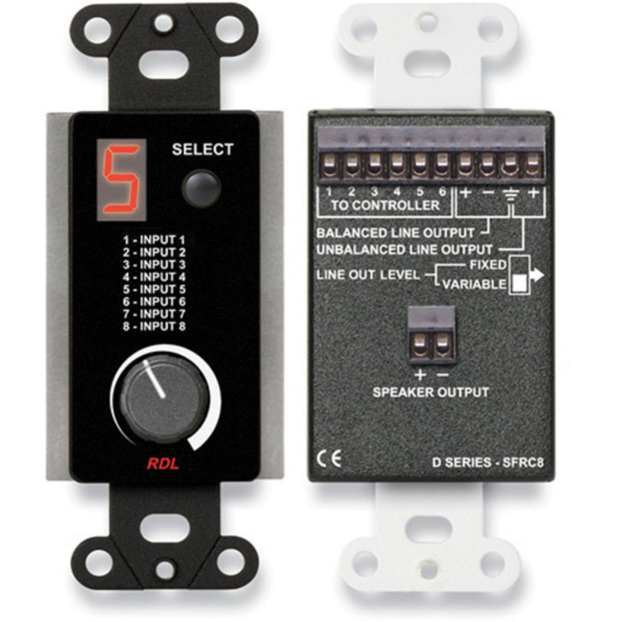 RDL DB-SFRC8 Room Control Station for SourceFlex on Decora Plate (Black)