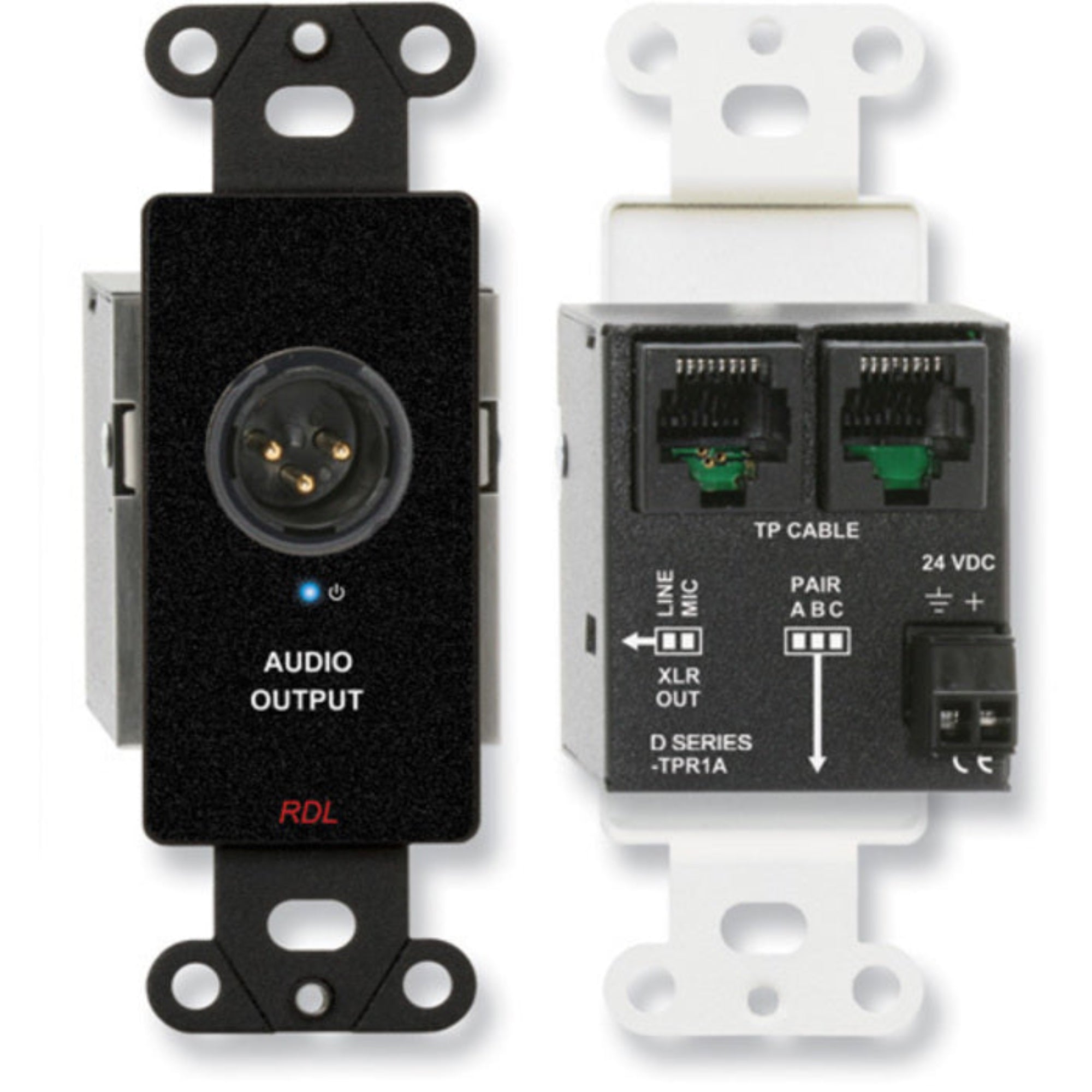 RDL DB-TPR1A Active Single-Pair Receiver on Decora Plate (Black)