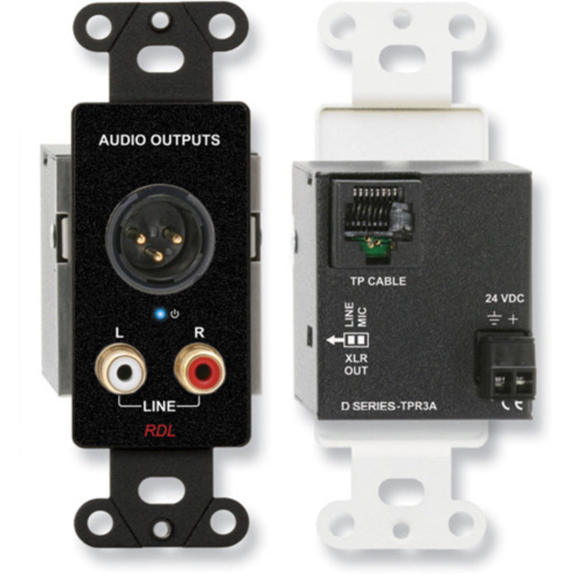 RDL DB-TPR3A Active Three-Pair Receiver on Decora Plate (Black)