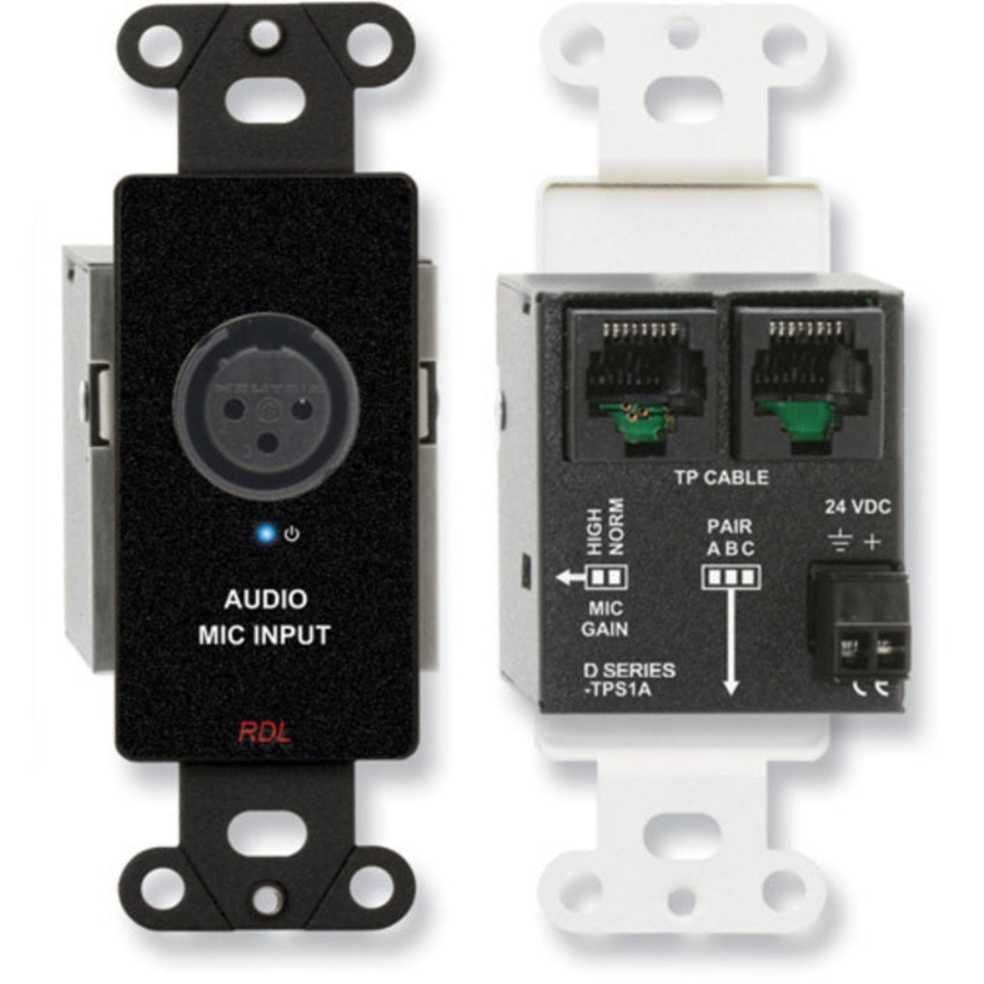 RDL DB-TPS1A Active Single-Pair Sender on Decora Plate (Black)