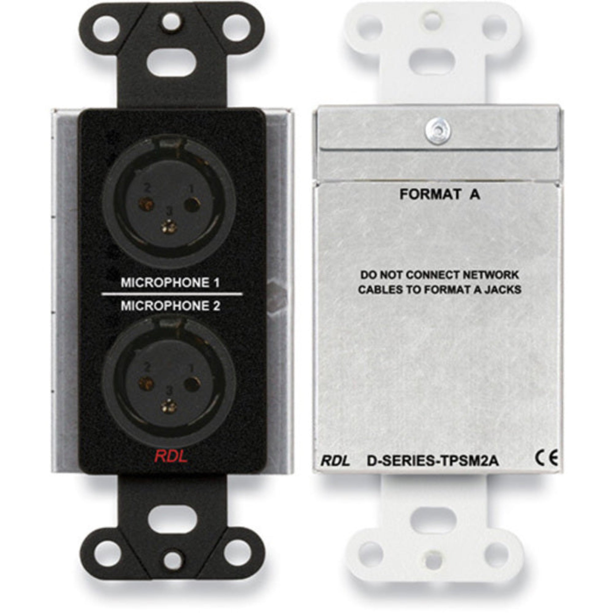 RDL DB-TPSM2A Format-A Dual Microphone Preamplifier on Decora Plate (Black)