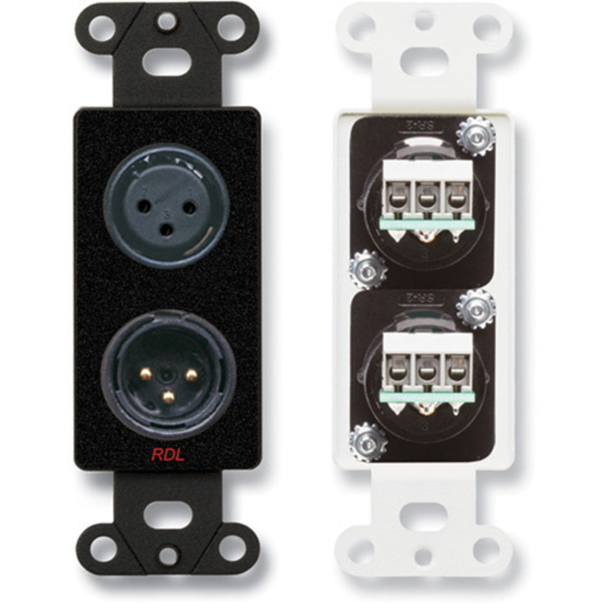 RDL DB-XLR2 XLR 3-Pin Female & 3-Pin Male on Decora Plate (Black)
