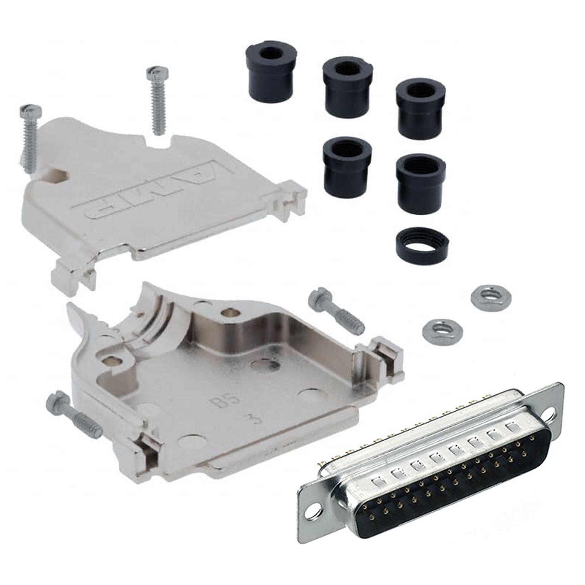 TE Connectivity AMP DB25 D-Sub Complete Solder Connector Kit with Male Insert