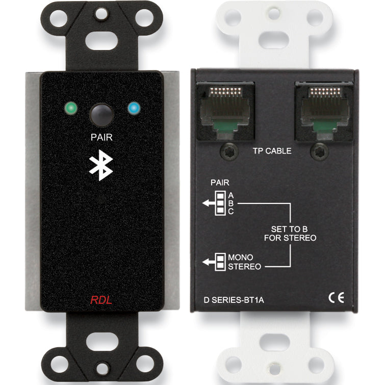 RDL DB-BT1A Bluetooth Audio Format-A Interface on Decora Plate (Black)