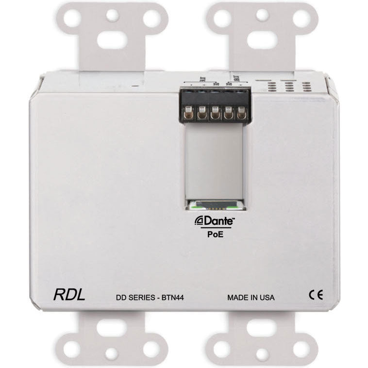 RDL DD-BTN44 Bi-Directional Line-Level/Bluetooth Dante Interface on Decora Plate (White)