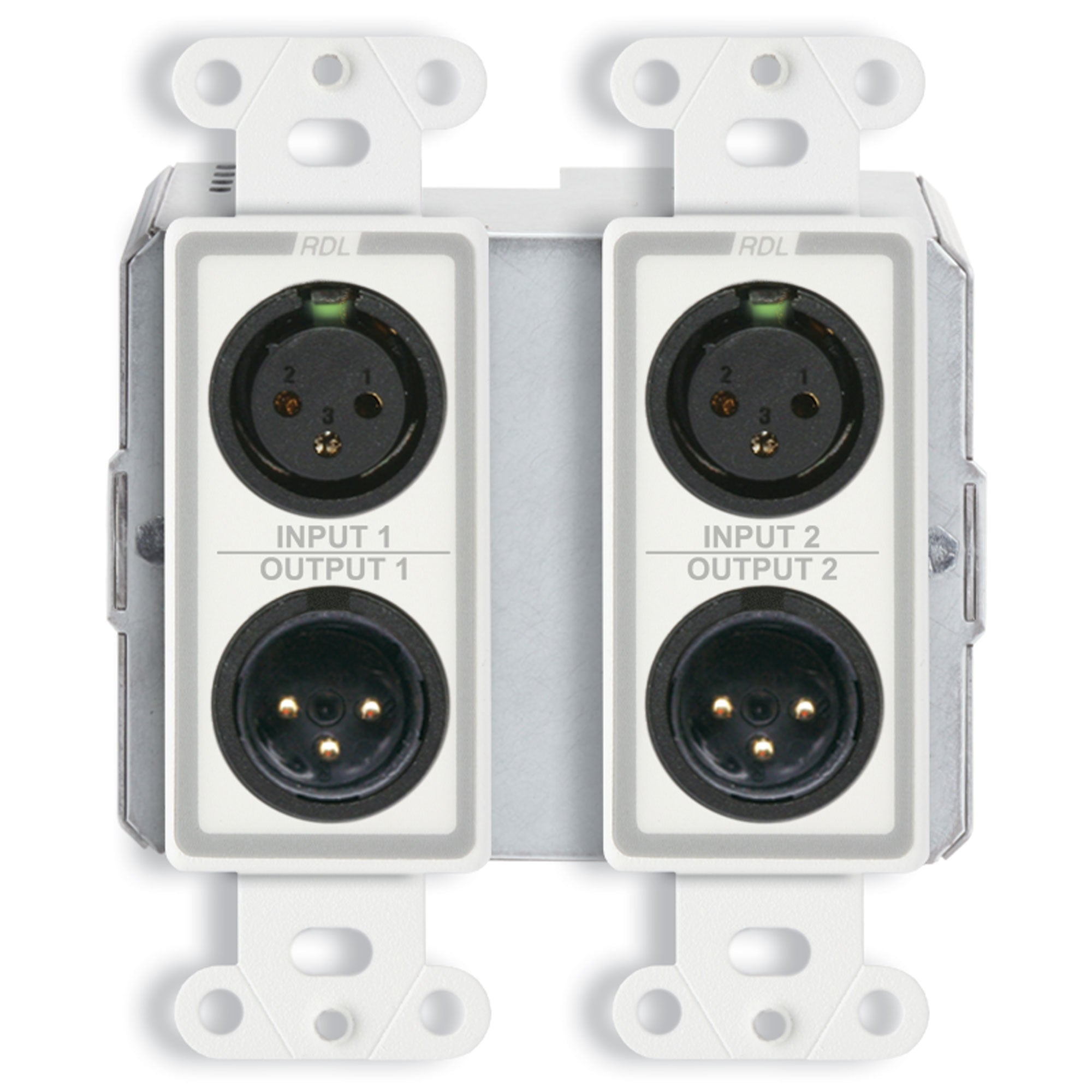 RDL DD-RN42 Bi-Directional Mic/Line Dante Interface 4x2 on Decora Plate (White)