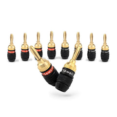 Sewell Deadbolt Gold Plated Compression Banana Plugs Box of 12 Pairs (12 Red & 12 Black) Image 1