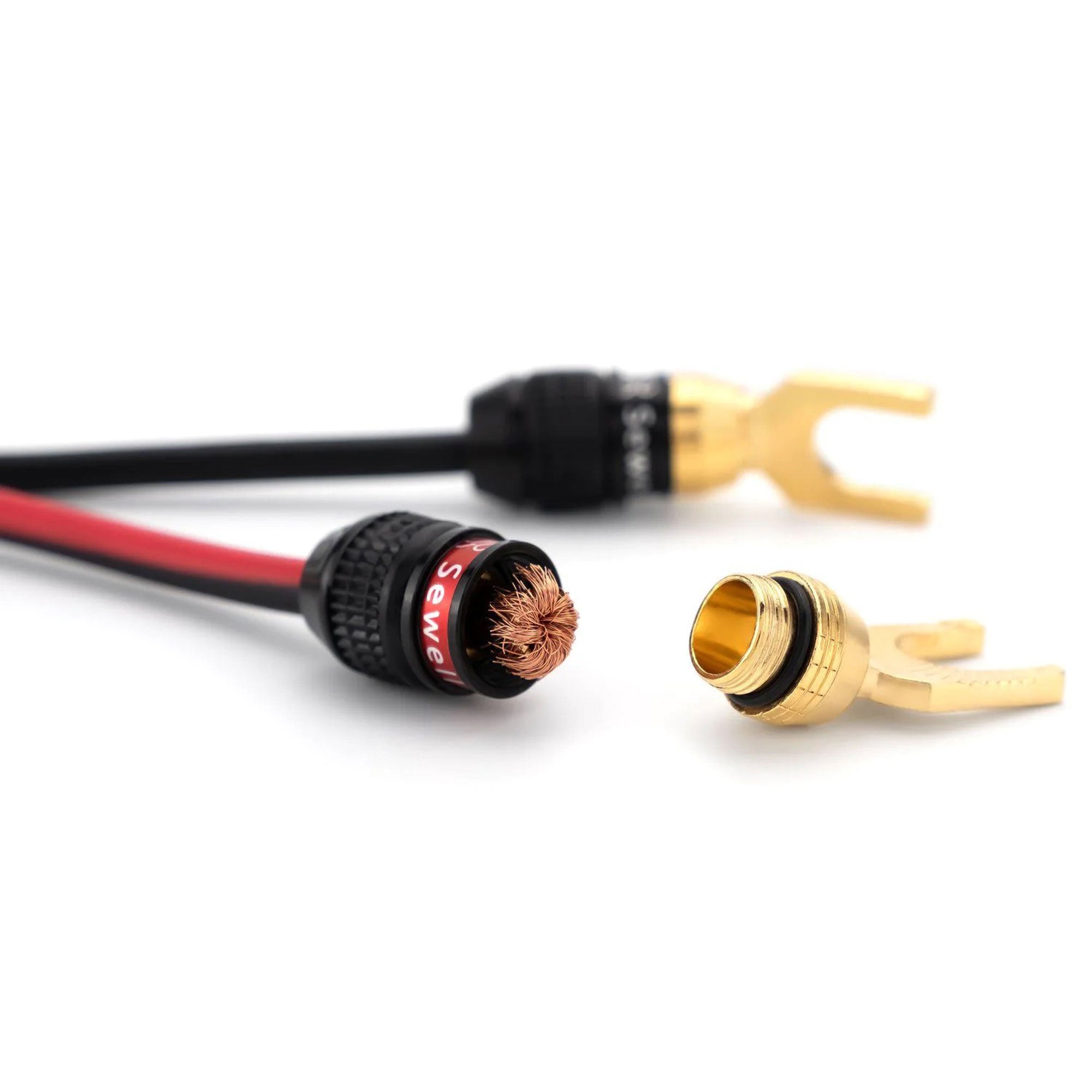 Sewell Deadbolt Gold Plated Compression 30 Degree Spade Plugs Box of 6 Pairs (6 Red & 6 Black)