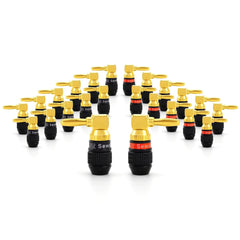 Sewell Deadbolt Gold Plated Right Angle Compression Banana Plugs Box of 12 Pairs (12 Red & 12 Black) Image 1