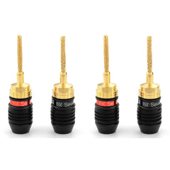 Sewell Deadbolt Gold Plated Compression Flex Pin Speaker Plugs Bi-Wire Kit (2 Red & 2 Black) Image 1