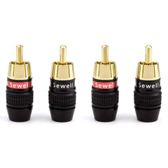 Sewell Deadbolt Gold Plated Compression RCA Plugs Bi-Wire Kit (2 Red & 2 Black) Image 1