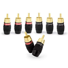 Sewell Deadbolt Gold Plated Compression RCA Plugs Box of 4 Pairs (4 Red & 4 Black) Image 1