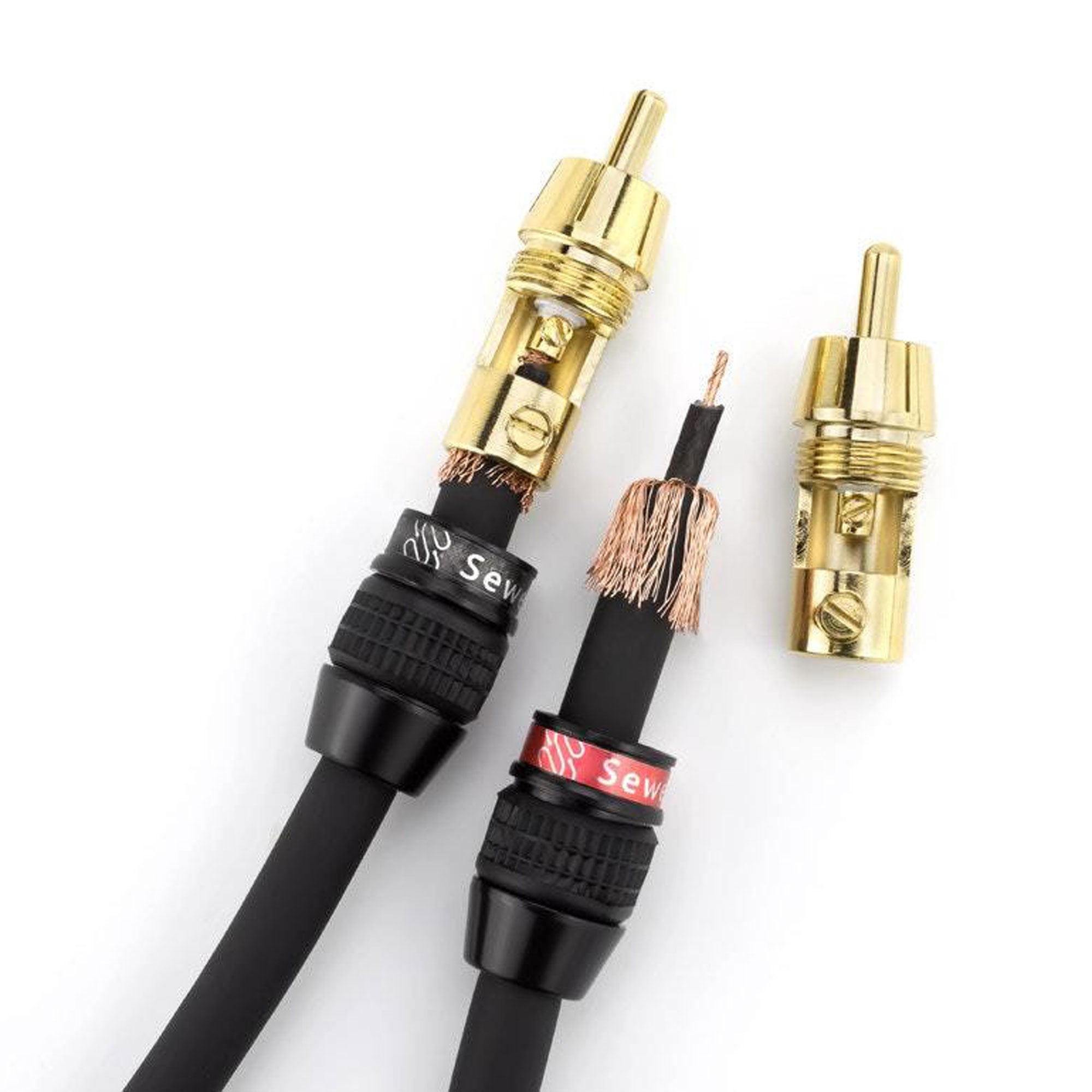 Sewell Deadbolt Gold Plated Compression RCA Plugs (1 Red & 1 Black)