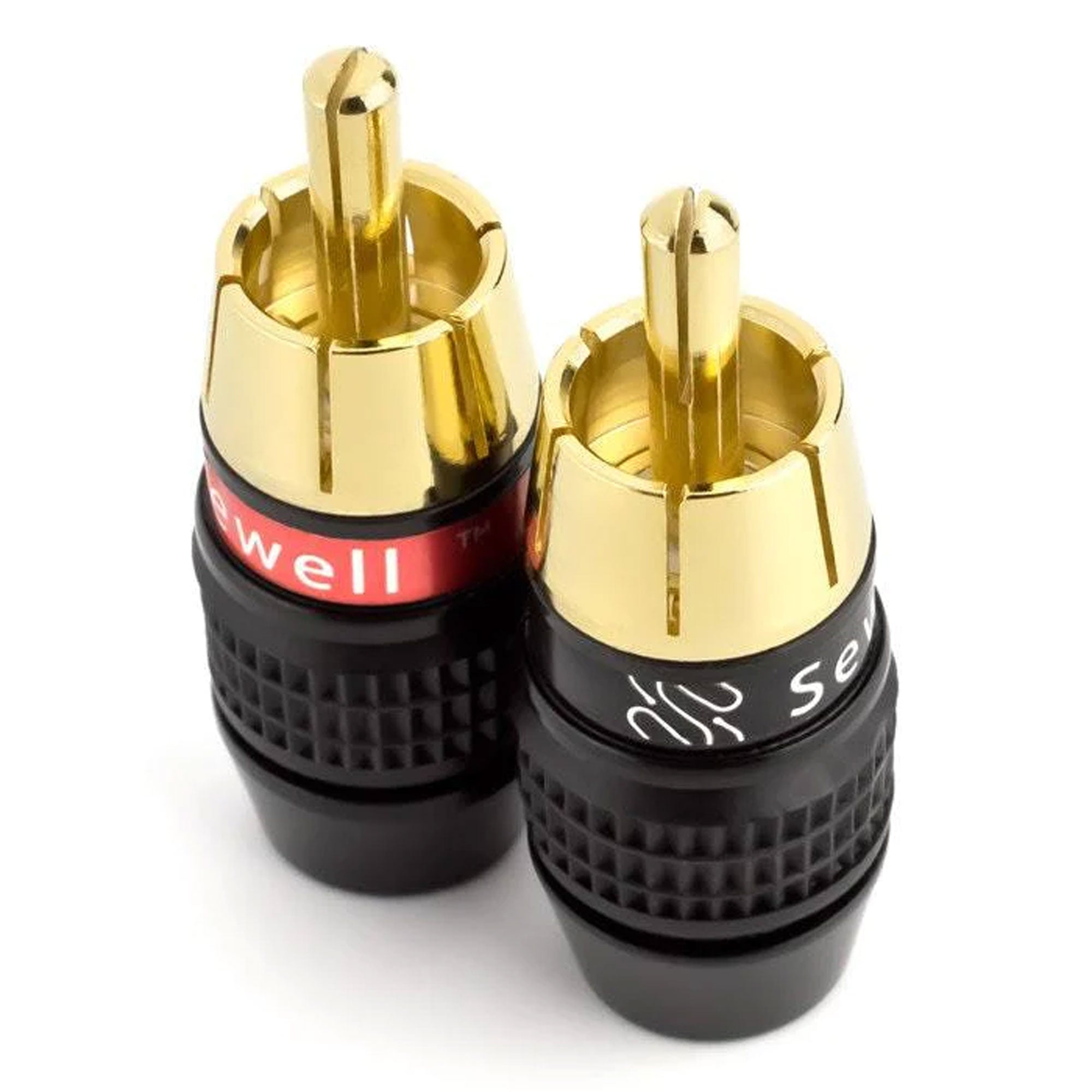 Sewell Deadbolt Gold Plated Compression RCA Plugs Bi-Wire Kit (2 Red & 2 Black)