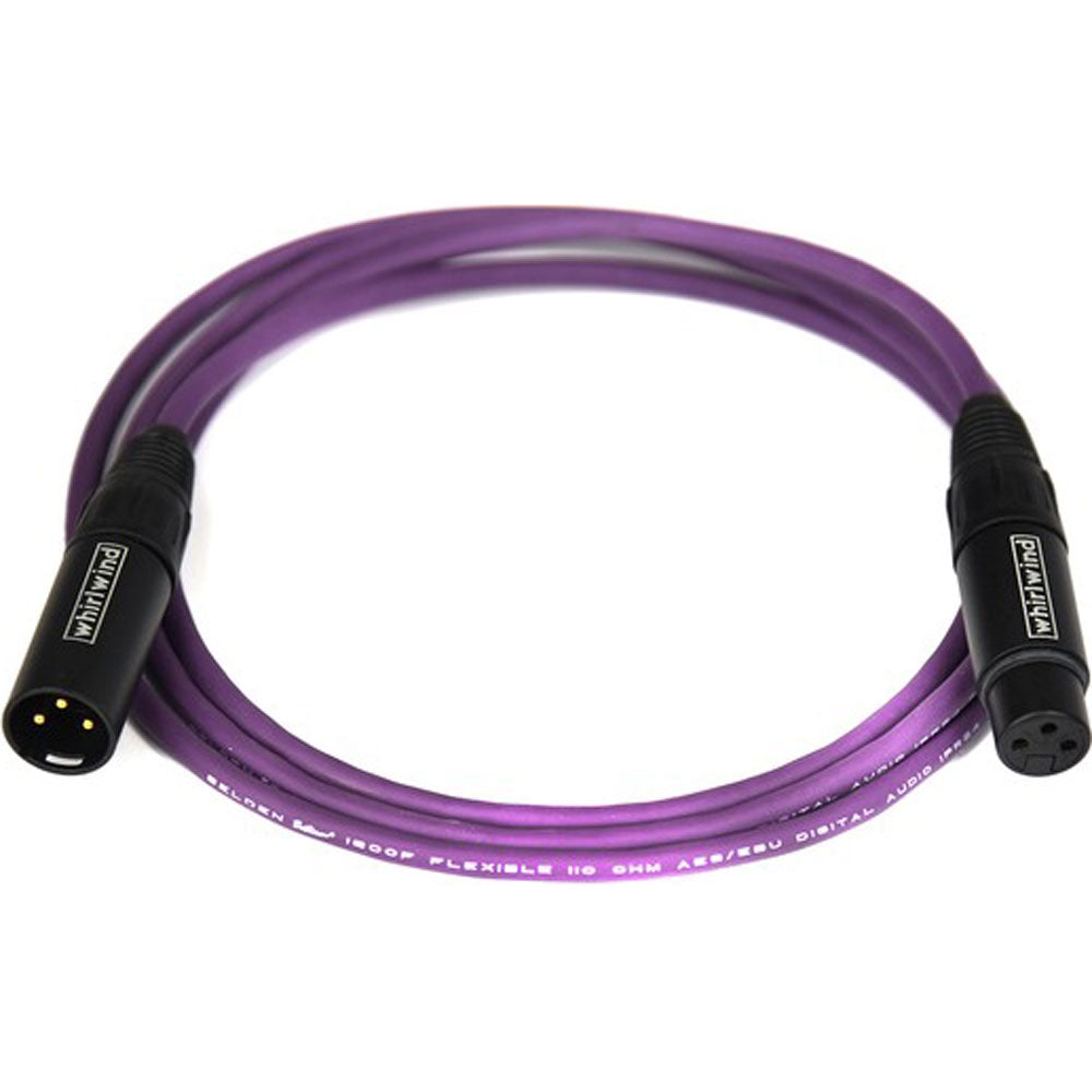 Whirlwind DKF20VT Purple AES/EBU Gold XLR Male to Female Cable Made with Belden 1800F (20')