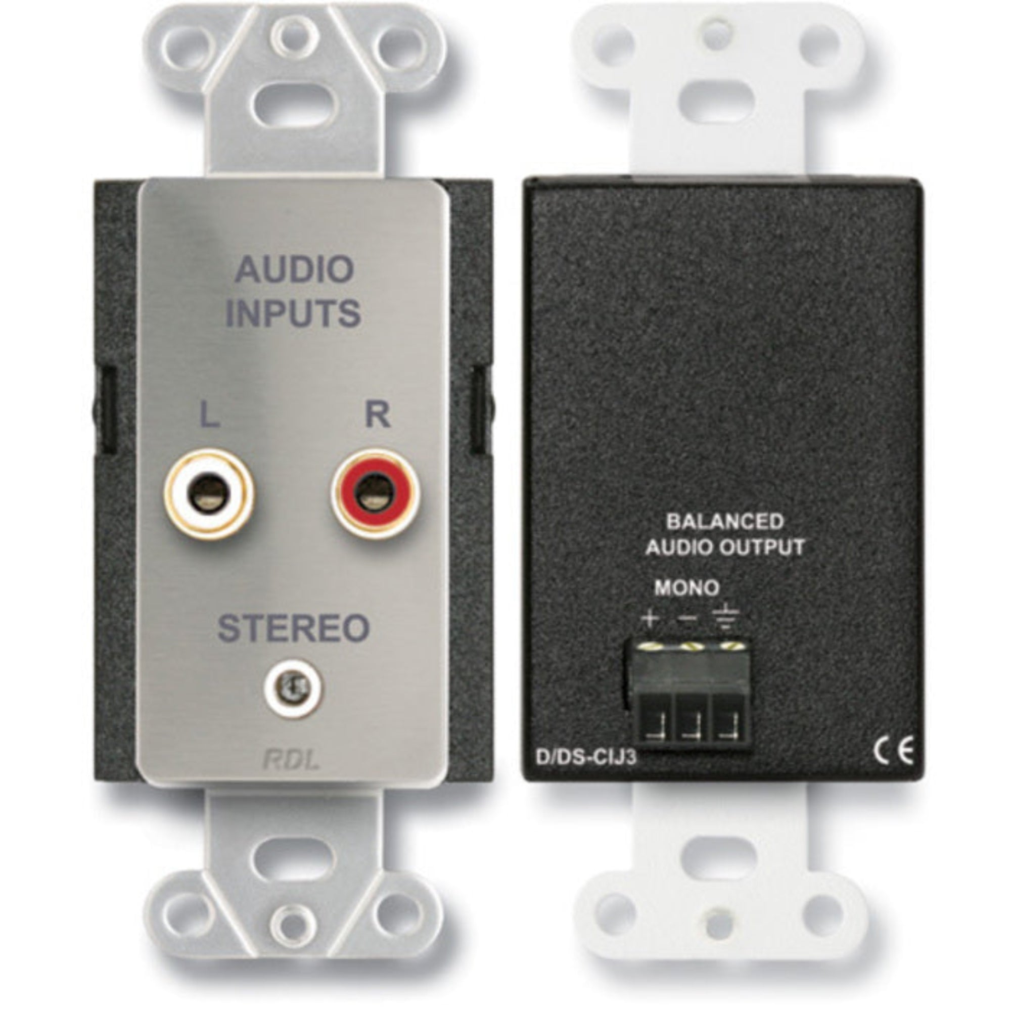 RDL DS-CIJ3 Consumer Input Jacks Mono on Decora Plate (Stainless Steel)