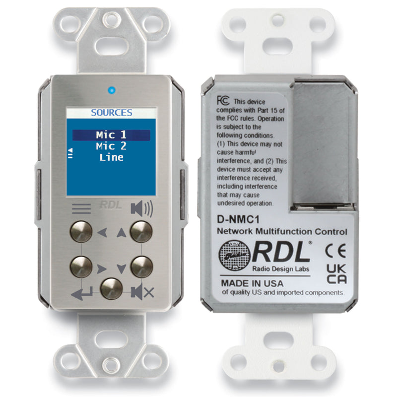 RDL DS-NMC1 Network Remote Control with Screen - Dante (Stainless Steel)