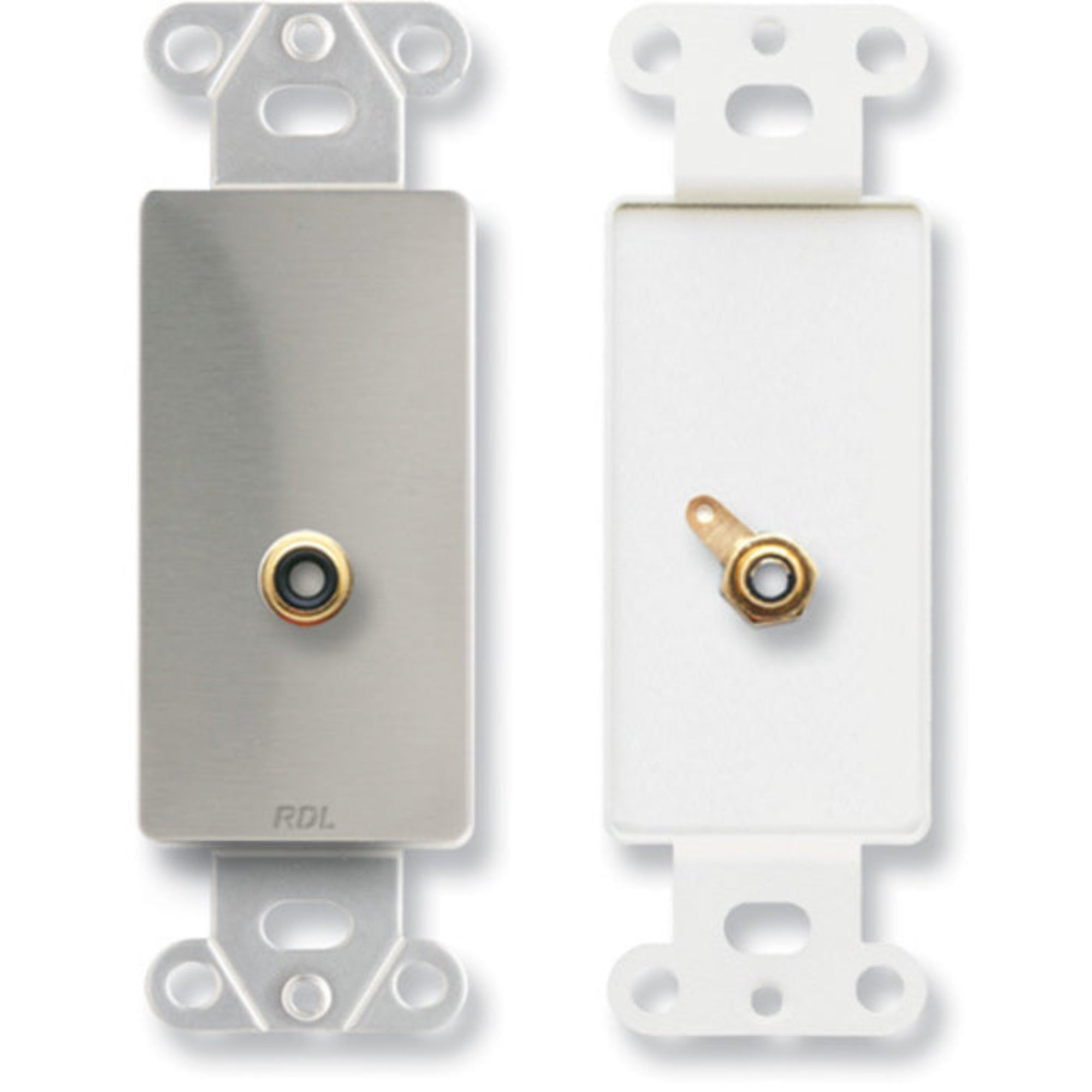 RDL DS-PHN1 Single RCA Jack on Decora Wall Plate on Decora Plate (Stainless Steel)