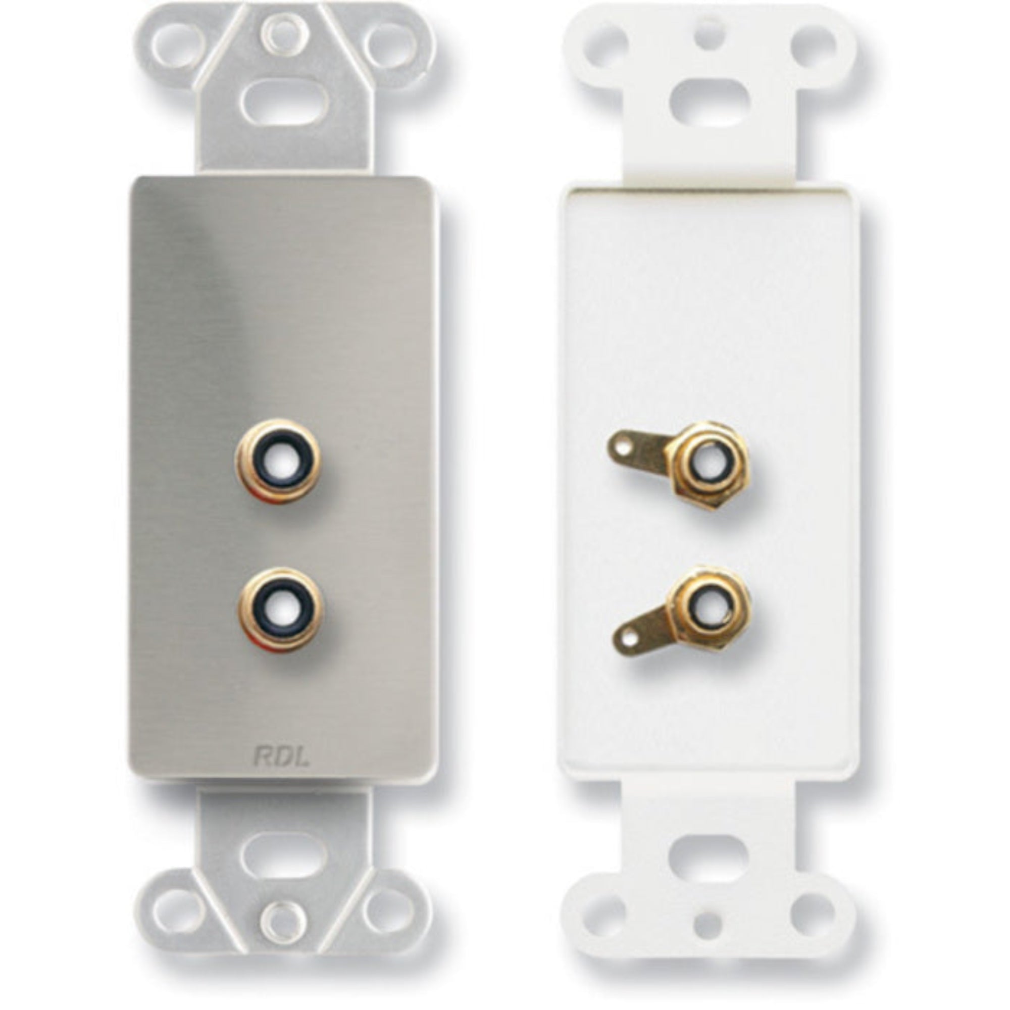 RDL DS-PHN2 Dual RCA Jacks Solder Type on Decora Plate (Stainless Steel)