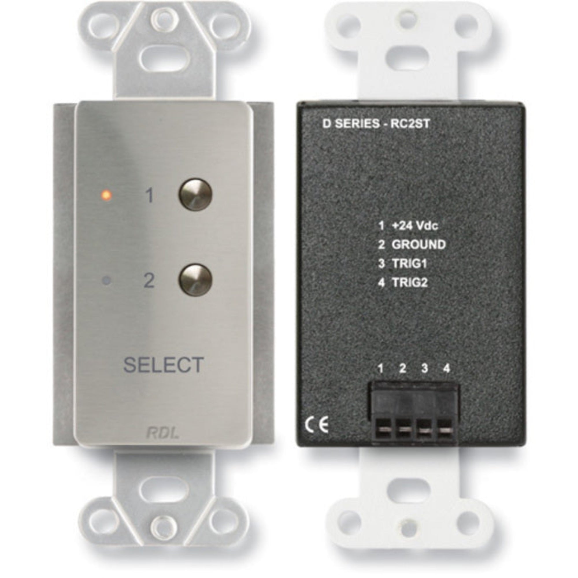RDL DS-RC2ST 2 Channel Remote Control for STICK-ON on Decora Plate (Stainless Steel)