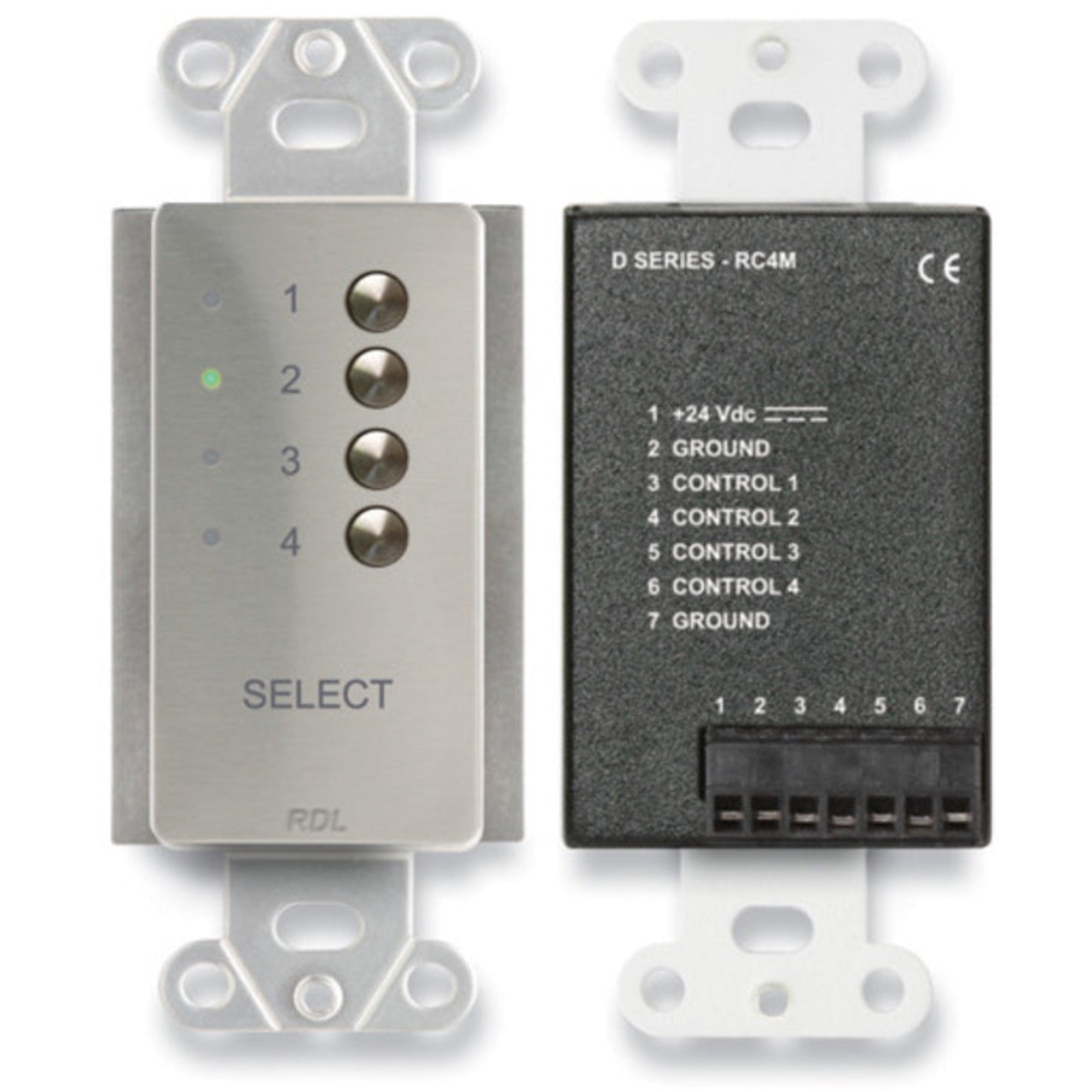 RDL DS-RC4M 4 Channel Remote Control on Decora Plate (Stainless Steel)