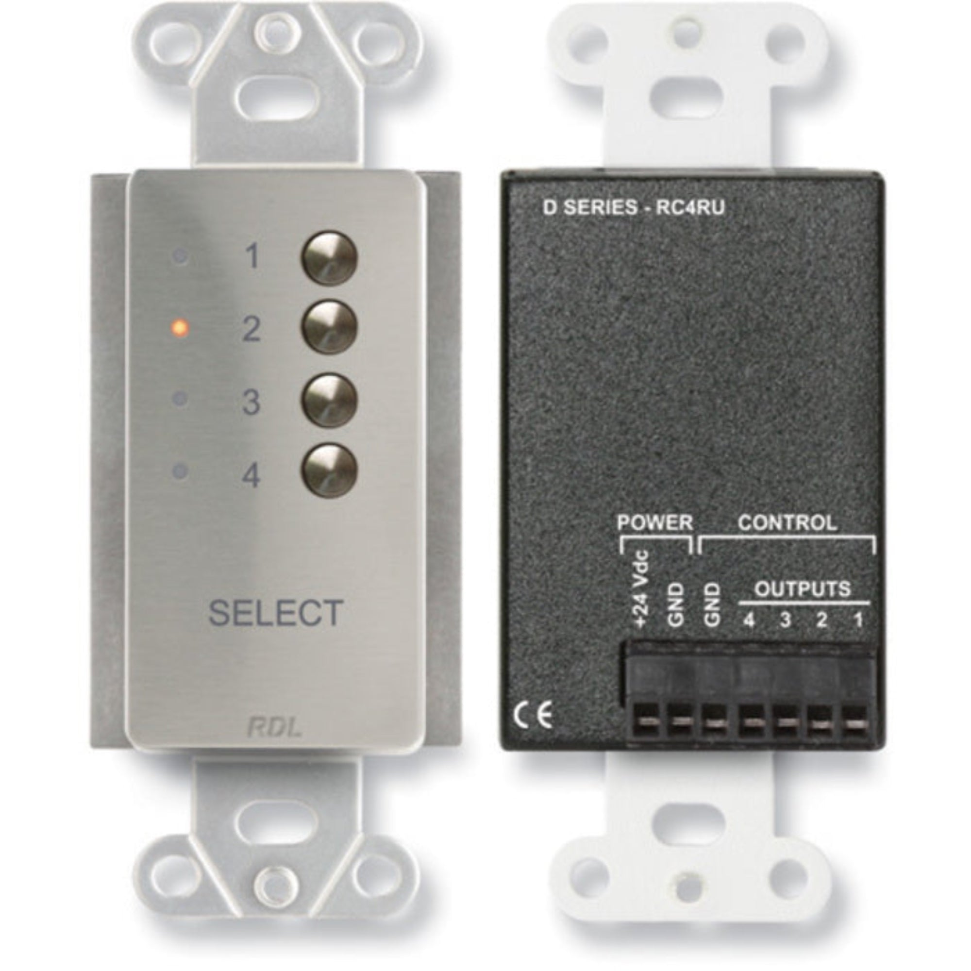 RDL DS-RC4RU 4 Channel Remote Control on Decora Plate (Stainless Steel)