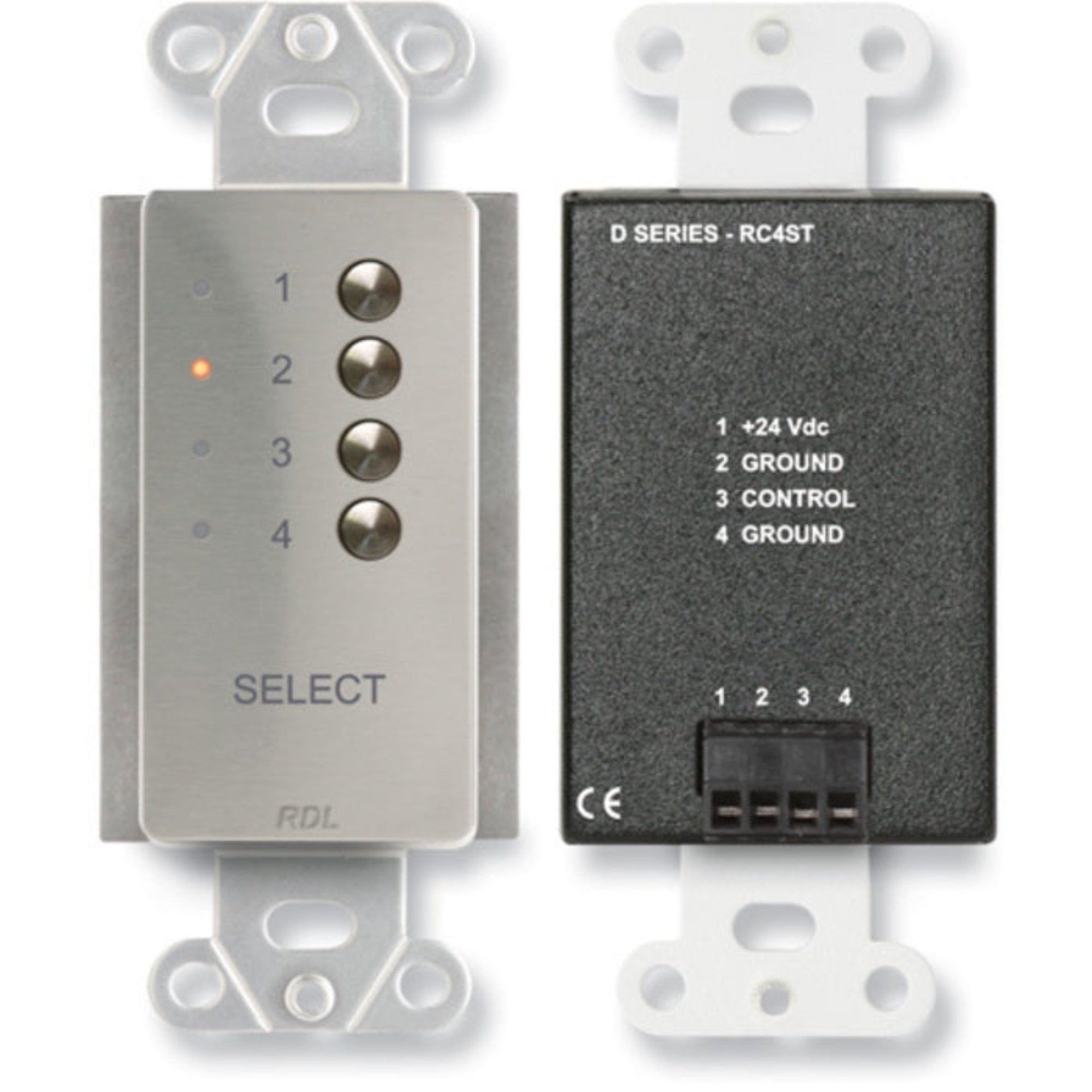RDL DS-RC4ST 4 Channel Remote Control for ST-SX4 on Decora Plate (Stainless Steel)