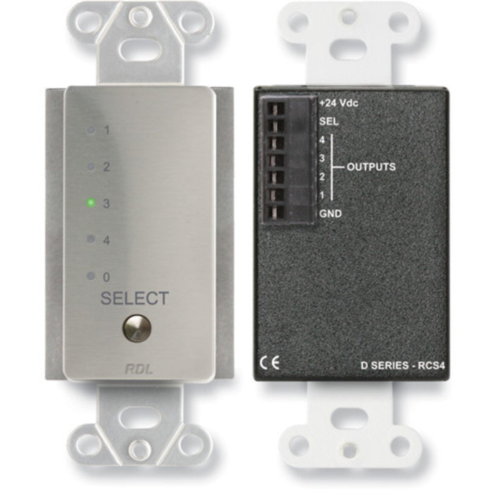 RDL DS-RCS4 Remote Channel Selector on Decora Plate (Stainless Steel)