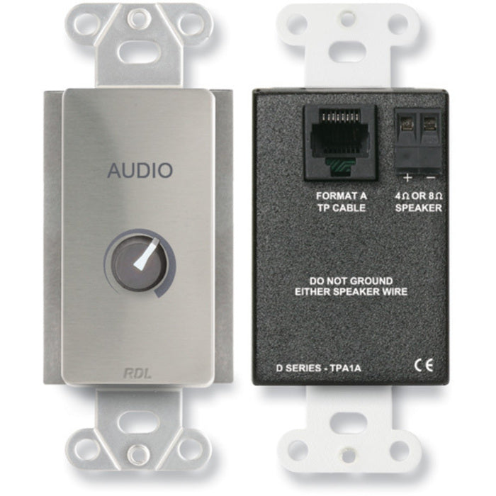 RDL DS-TPA1A 3.5 Watt Audio Power Amplifier on Decora Plate (Stainless Steel)